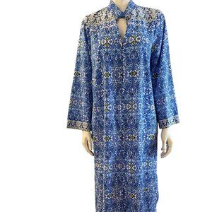 Oscar de la Renta Pink Label Woman's Blue Muti-Colored Kaftan/Kimono Sz Lr